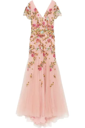 Costarellos Robe mi-longue en tulle à broderies