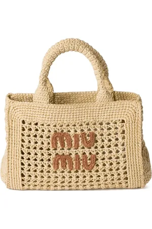 Miu Miu Sac cabas à effet raphia tressé