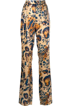 Roberto Cavalli Pantalon droit à imprimé animalier