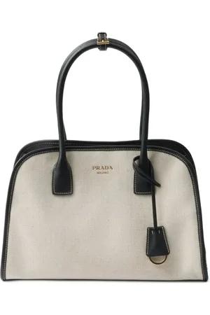 Prada Sac cabas médium en lin mélangé