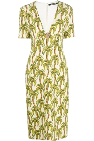 Roberto Cavalli Robe mi-longue à imprimé palmier
