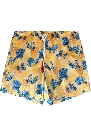 ISAIA Leaf-pattern swim shorts