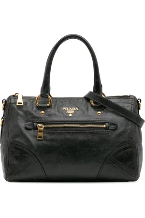 Prada Sac porté épaule zippé en cuir Vitello à fini brillant (2000-2024)
