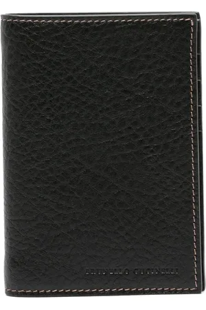 Brunello Cucinelli Porte-cartes en cuir à logo embossé