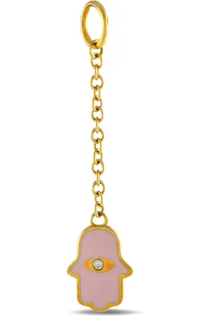 Aaron Basha 18K yellow gold Hamsa charm diamond pendant