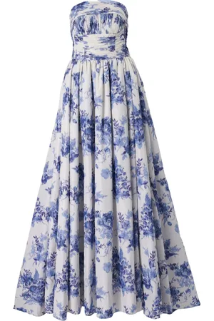 Carolina Herrera Robe bustier fleurie à coupe longue