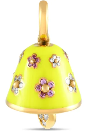 Aaron Basha 18K yellow gold Bell diamond and sapphire charm