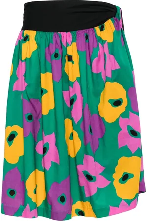 Saint Laurent Jupe mi-longue à fleurs (années 1970)