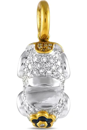 Aaron Basha 18K yellow and white gold Car diamond and sapphire charm