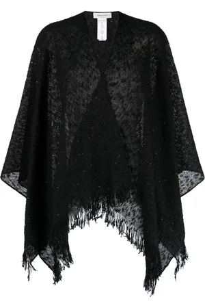 Fabiana Filippi Poncho en coton mélangé à franges