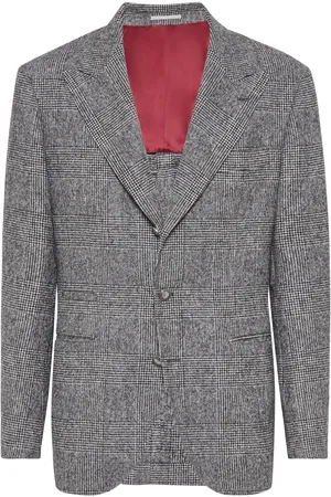 Brunello Cucinelli Blazer boutonné à carreaux