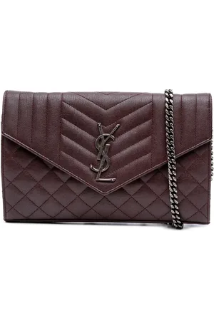 Saint Laurent Portefeuille monogrammé Triquilt Envelope en peau lainée Wallet on Chain (2016)