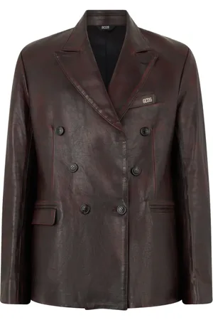 GCDS Blazer en cuir à boutonnière croisée