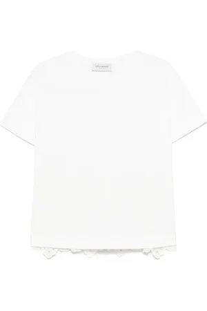 Ermanno Firenze T-shirt à empiècement en broderie anglaise