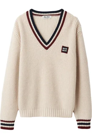 Miu Miu Pull en cachemire à bords rayés