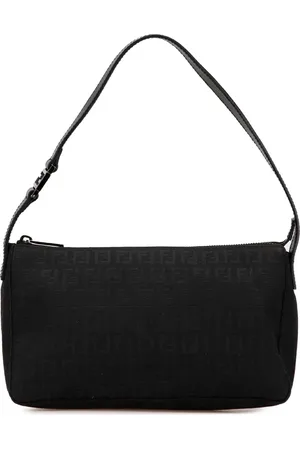 Fendi Sac porté épaule Pochette en toile à motif Zucchino (2000-2010)