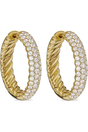 David Yurman Créoles DY Mercer en 18ct pavées de diamants (25,4 mm)
