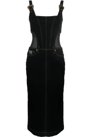 VERSACE Robe en jean à coutures contrastantes