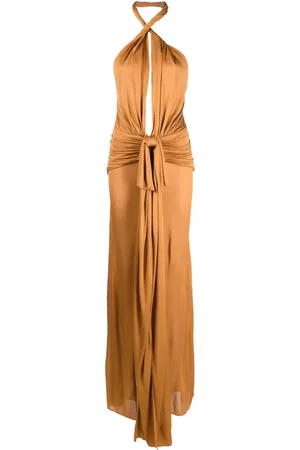 BLUMARINE Robe longue drapée à col v profond