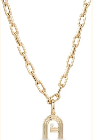 Adina Reyter Pendentif Groovy Initial en 14ct pavé de diamant