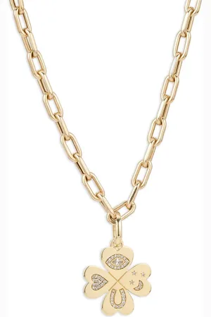 Adina Reyter Collier Clover en 14ct pavé de diamant