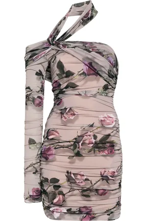 BLUMARINE Robe courte fleurie à dos-nu