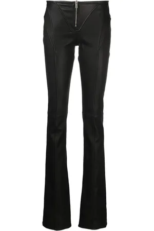 BLUMARINE Pantalon évasé en cuir à taille basse