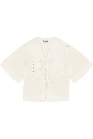 Ganni Blouse en soie à col noué