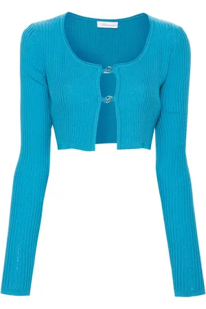 BLUMARINE Cardigan en maille nervurée à coupe crop