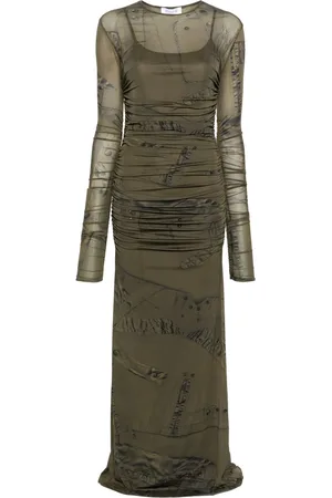 BLUMARINE Robe longue froncée à poches cargo