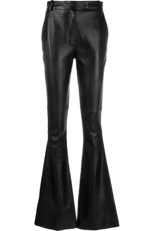 The Attico Pantalon en cuir à coupe évasée