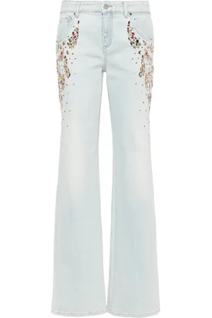 BLUMARINE Jean droit à ornements en cristal