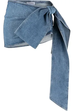 BLUMARINE Minijupe en jean à nœud oversize