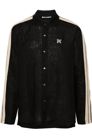 Palm Angels Chemise en lin à logo brodé