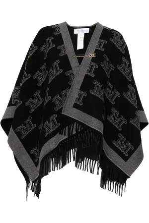 Max Mara Poncho en laine à motif monogrammé