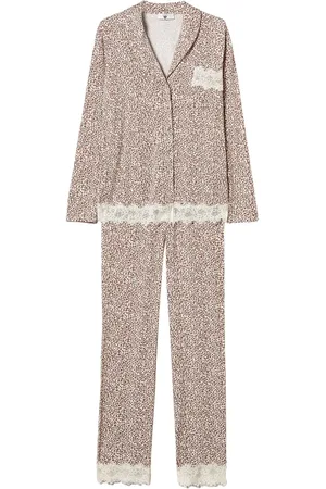 Twin-Set Pyjama bordé de dentelle à imprimé graphique