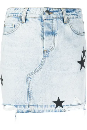 AMIRI Minijupe en jean à patchs étoiles