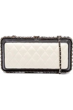 CHANEL 2012 Bicolor Quilted Lambskin Chain Around Clutch crossbody bag