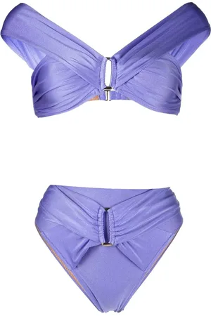 Noire Swimwear Bikini froncé à taille haute