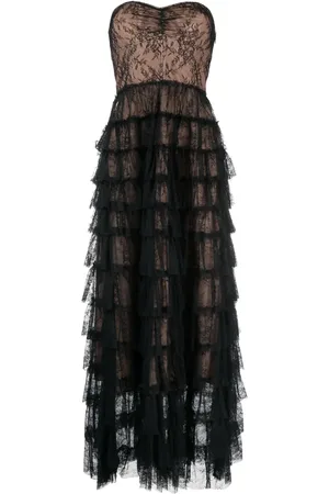 Twin-Set Robe longue en dentelle à volants