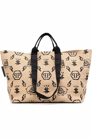 Philipp Plein Sac cabas en osier à motif monogrammé