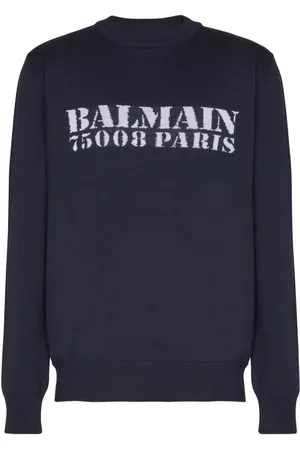 Balmain Pull en maille à logo intarsia