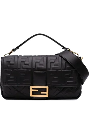 Fendi 2010-2024 Large Zucca Embossed Leather Baguette satchel