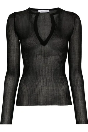 Max Mara Pull nervuré à plaque logo