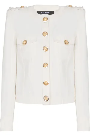 Balmain Veste en toile à coupe crop