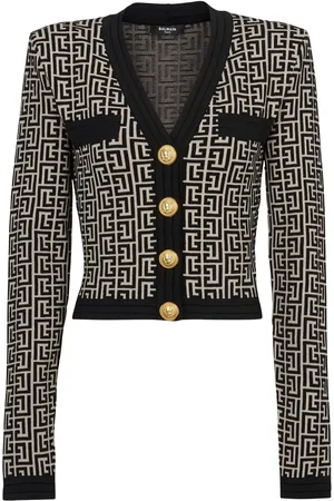 Balmain Cardigan crop à motif monogrammé