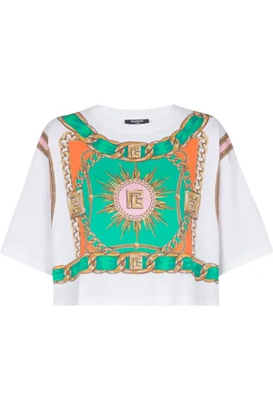 Balmain T-shirt crop à imprimé Foulard