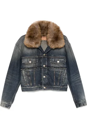Balenciaga Faux-fur collar denim jacket