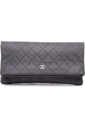 CHANEL 2014-2015 CC Quilted Lambskin Foldover clutch bag