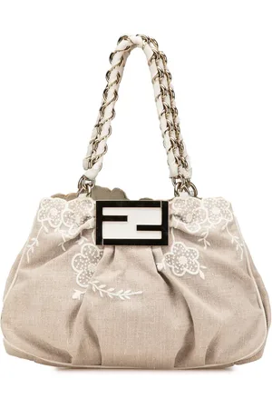 Fendi 2010-2024 Floral Embroidered Canvas Mia Chain Tote shoulder bag